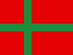 Bornholm-Flagge: rotes Tuch mit grünem Kreuz