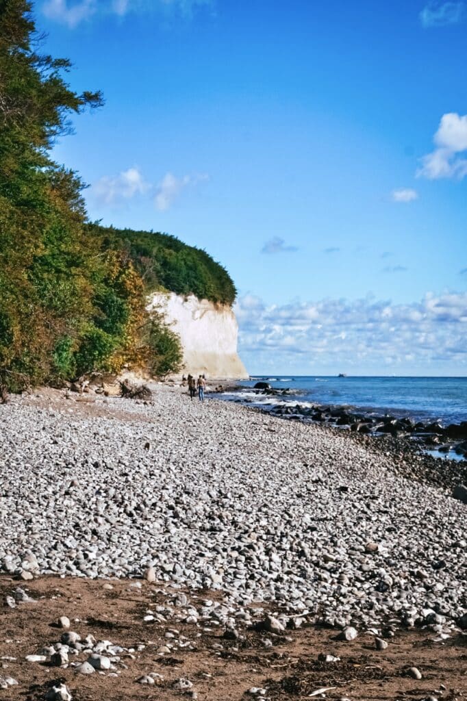 Steinstrand unter einem Kreidefelsen im Nationalpark Jasmund auf Rügen