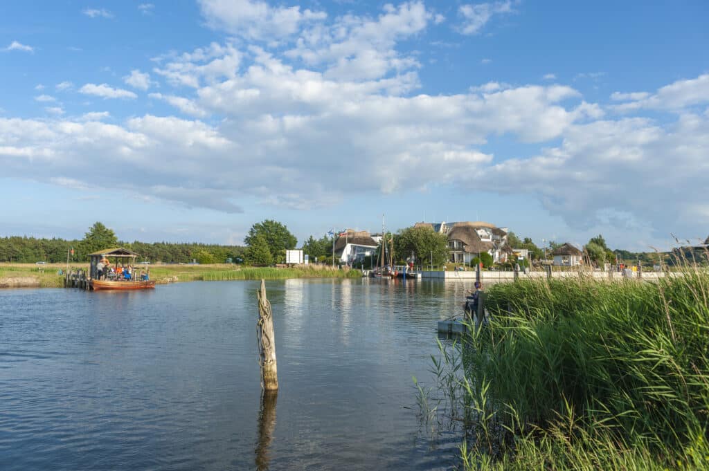 Wasser, Schilf und Häuser in Moritzdorf an der Baaber Bek